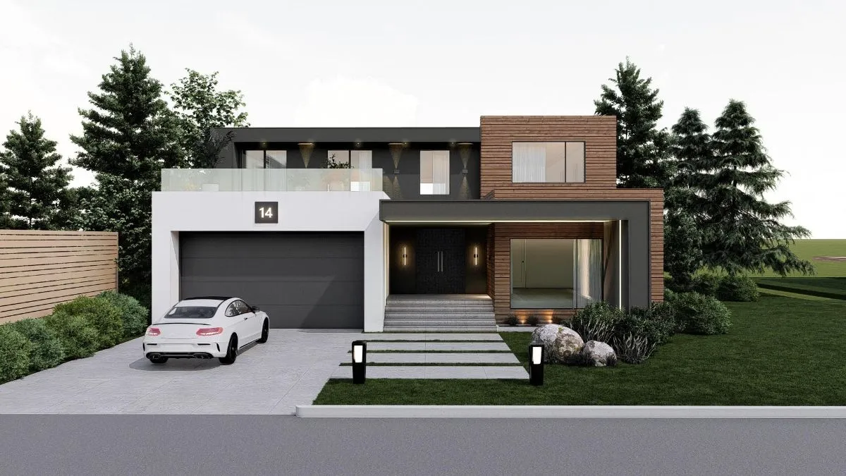 Custom home (3D rendering) by IHOME Design & Renovation